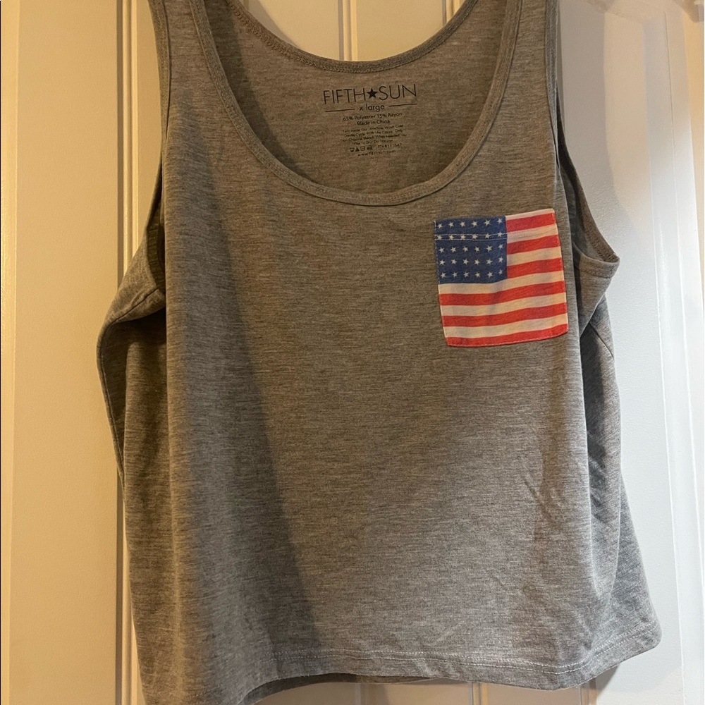 American flag grey tank